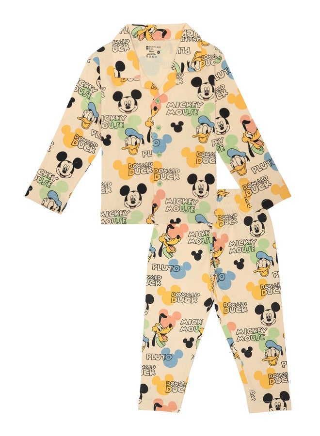 BODYCARE Mickey & Friends Boys' Night Suit - Baby Banana Color Disney Sleepwear Set for Kids, Soft & Cozy Fabric, Includes Top and Bottom - Image 1