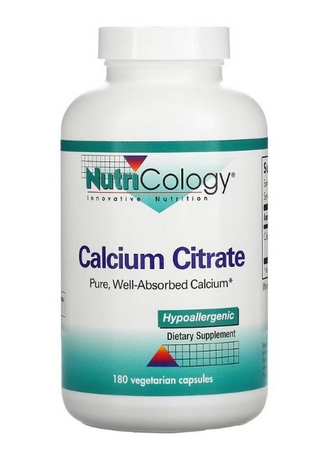 Nutricology Calcium Citrate 180 Vegetarian Capsules - Image 1