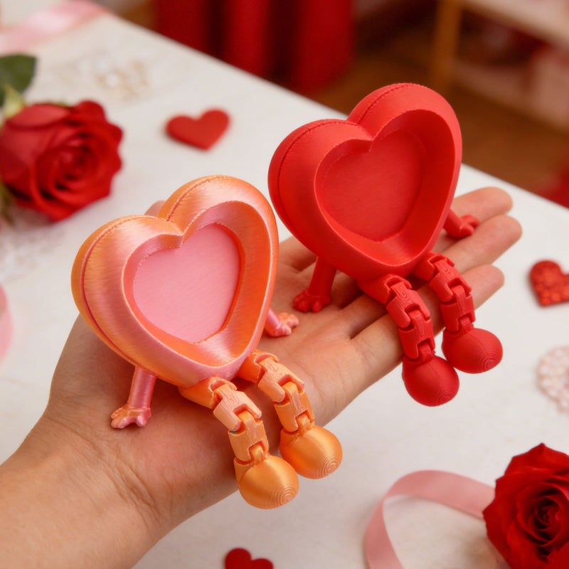 3D Printed Heart Photo Frame Couple Keepsake 2PCS Red Valentine Wedding Decor - Image 5