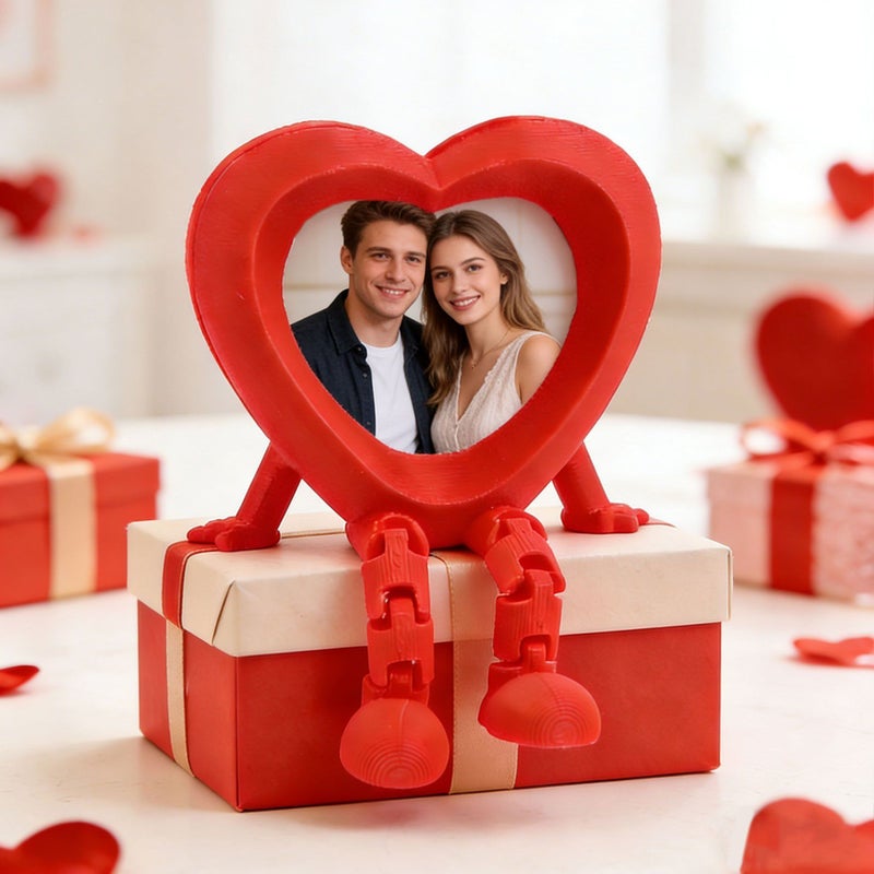 3D Printed Heart Photo Frame Couple Keepsake 2PCS Red Valentine Wedding Decor - Image 2
