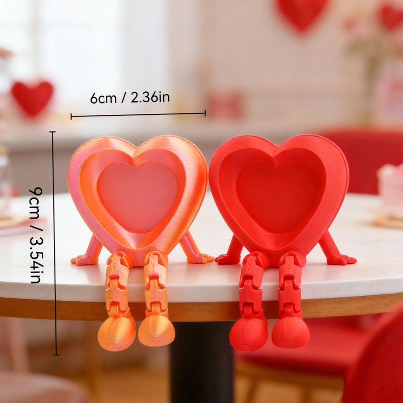 3D Printed Heart Photo Frame Couple Keepsake 2PCS Red Valentine Wedding Decor - Image 4