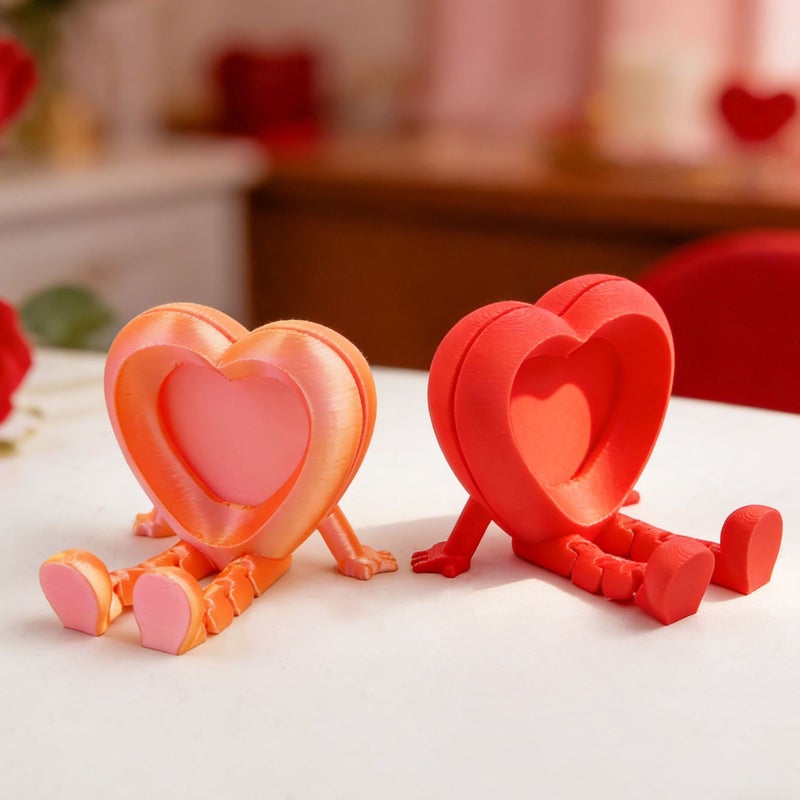 3D Printed Heart Photo Frame Couple Keepsake 2PCS Red Valentine Wedding Decor - Image 3
