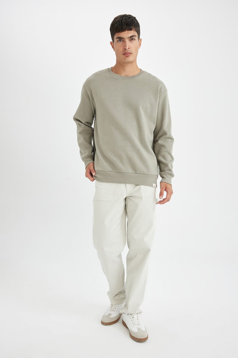 DeFacto Green Man Oversize Fit Crew Neck Thick Basic Sweatshirt Casual - Image 2