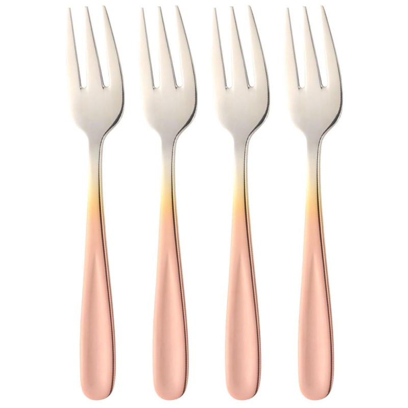 4 Stainless Steel Gradient Color Dessert Forks for Cake Salad Seafood Appetizer Serving - Image 2