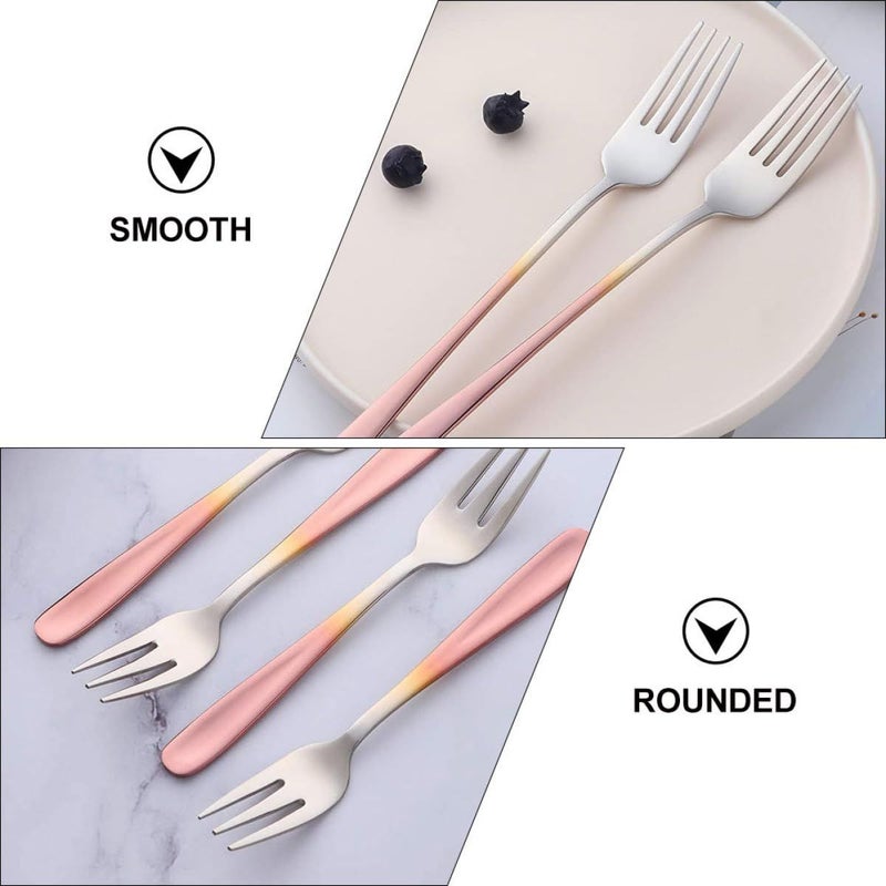 4 Stainless Steel Gradient Color Dessert Forks for Cake Salad Seafood Appetizer Serving - Image 5