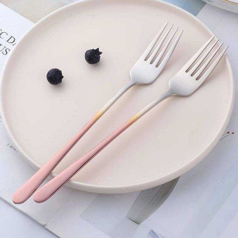 4 Stainless Steel Gradient Color Dessert Forks for Cake Salad Seafood Appetizer Serving - Image 4