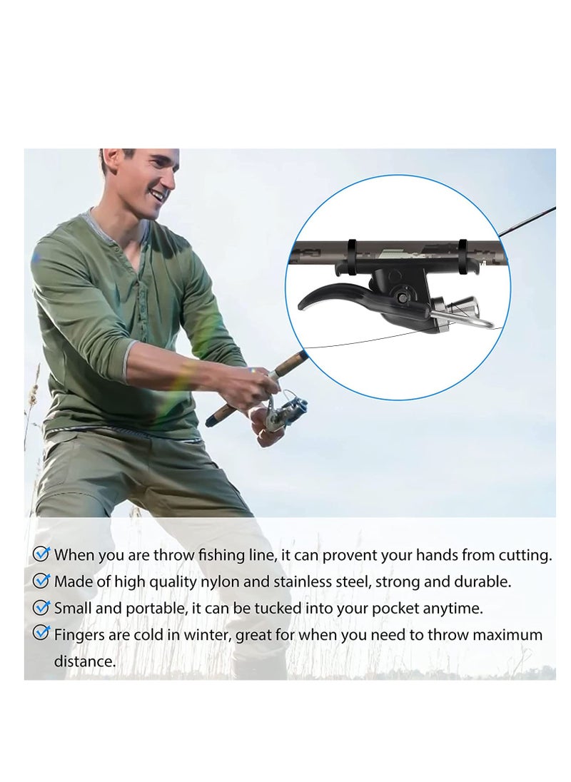 SYOSI - Sea Fishing Casting Trigger, Cannon Surf Fishing Trigger Aid, Fixed Spool Casting Aid, Thumb Button, Cannon Clip, Bionic Finger for Fishing Finger Protector, Black, 2 Pcs - Image 1
