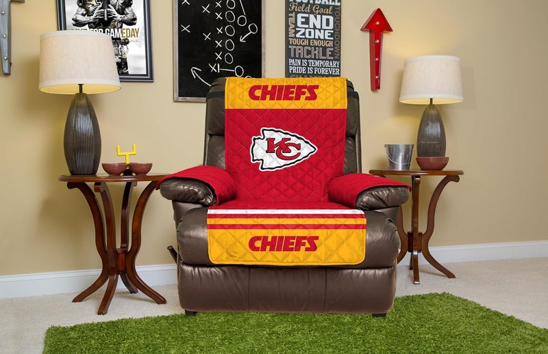 Pegasus Sports NFL Kansas City Chiefs Recliner Furniture Protector with Elastic Straps, Red - Image 2