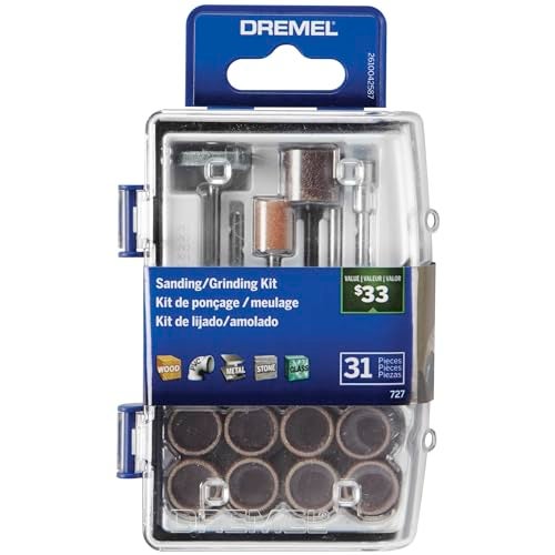 Dremel 72701 Sanding Grinding Rotary Tool Accessory Kit with Case 31Piece Includes Grinding Stones Sanding Bands CutOff Wheel and Mandrel