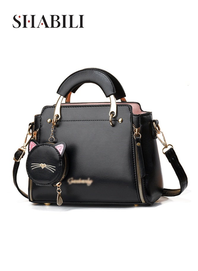 SHABILI Women Tote Bags Crossbody Shoulder Cross Bags Satchel Clutch, Ladies Premium Oxford Fabric Cat Charm Large Capacity Multi Pocket Purse, for College Student Daily Casual Travel Party Work Use - Image 1