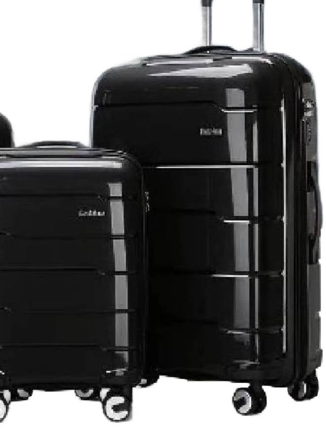 إن كي أكس مجموعة حقائب سفر صلبة سوداء أنيقة بعجلات دوارة، مجموعة من 3 قطع، مقاس 20×24×28 بوصة - Image 2