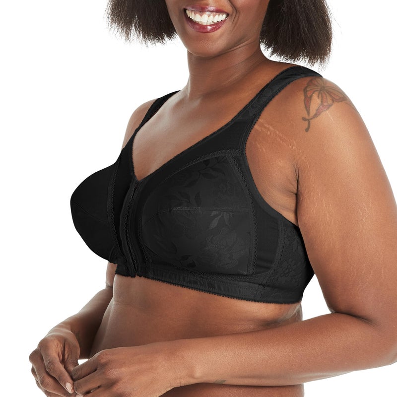 Playtex womens 18 Hour Front-close Wirefree W/ Flex Back Us4695 Full Coverage Bra, Black, 36B US - Image 2