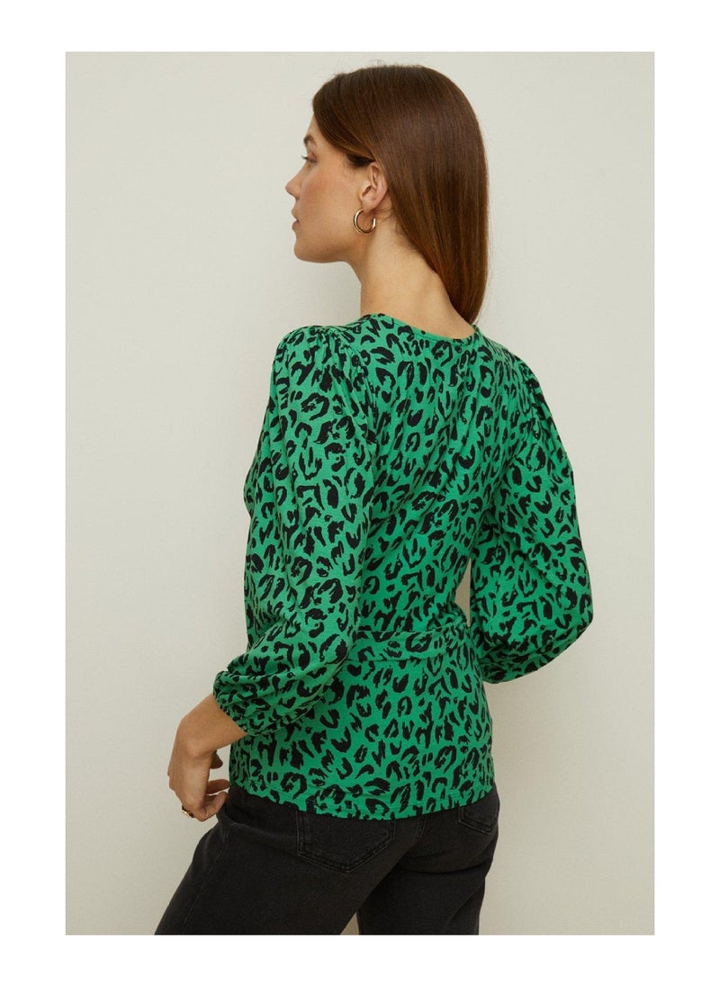 Oasis - Jersey Animal Wrap Top - Image 1