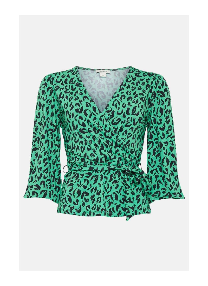 Oasis - Jersey Animal Wrap Top - Image 1
