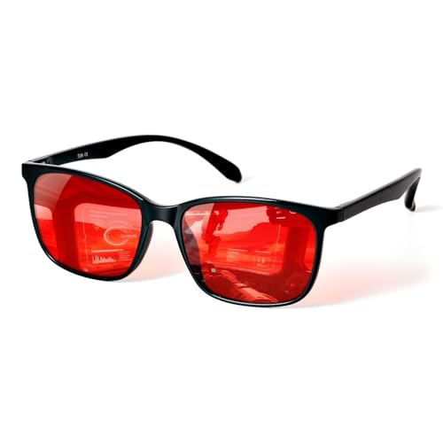 TIJN Sleep Glasses for 99.9% Blue Green Light Blocking for Women Men Dual AR Coating Red Lens for Computer Gaming, TR90 - Image 1