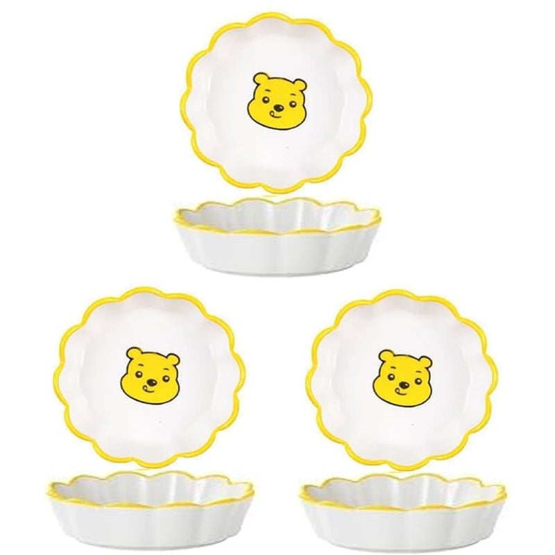 Krivety Ceramic Sauce Dish Set of 3 Soy Sauce Dipping Bowls Appetizer Plates Side Serving Dish Small Seasoning Dipping BowlsJapanese Style Dinnerware Set Bowl_L_88CM_Bear 3 Pcs - Image 1