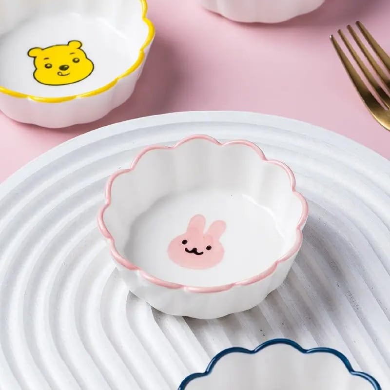Krivety Ceramic Sauce Dish Set of 3 Soy Sauce Dipping Bowls Appetizer Plates Side Serving Dish Small Seasoning Dipping BowlsJapanese Style Dinnerware Set Bowl_L_88CM_Bear 3 Pcs - Image 4