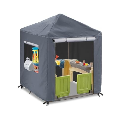 Hadisi Outdoor Kids Playhouse Cover600D Heavy Duty Waterproof Play House Covers56 W x 56 D x 60 HSuitable for All Around Playtime Patio with Canopy Playset Grey - Image 1