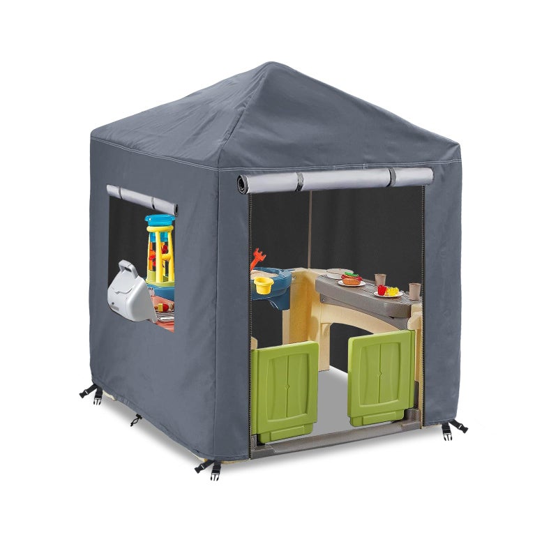 Hadisi Outdoor Kids Playhouse Cover600D Heavy Duty Waterproof Play House Covers56 W x 56 D x 60 HSuitable for All Around Playtime Patio with Canopy Playset Grey - Image 2