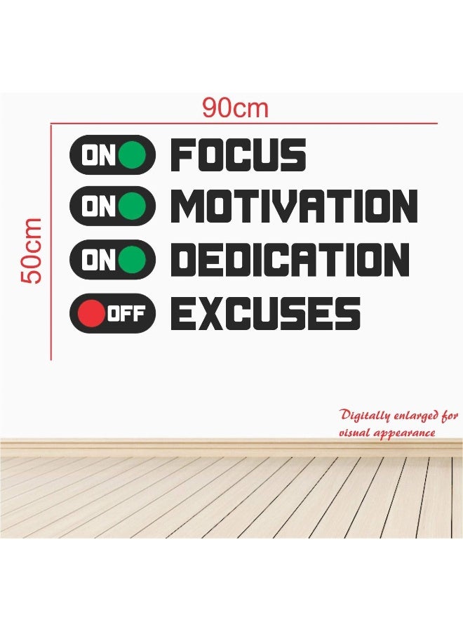 StickMe 'Focus Motivation Dedication On Excuses Off - Inspirational - Motivational - Quotes - Wall Sticker' -SM641 (Multi Colour, Vinyl - 90cm X 50 cm) - Image 3
