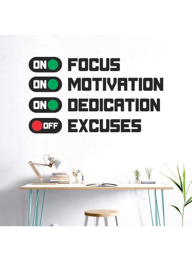 StickMe 'Focus Motivation Dedication On Excuses Off - Inspirational - Motivational - Quotes - Wall Sticker' -SM641 (Multi Colour, Vinyl - 90cm X 50 cm) - Image 2