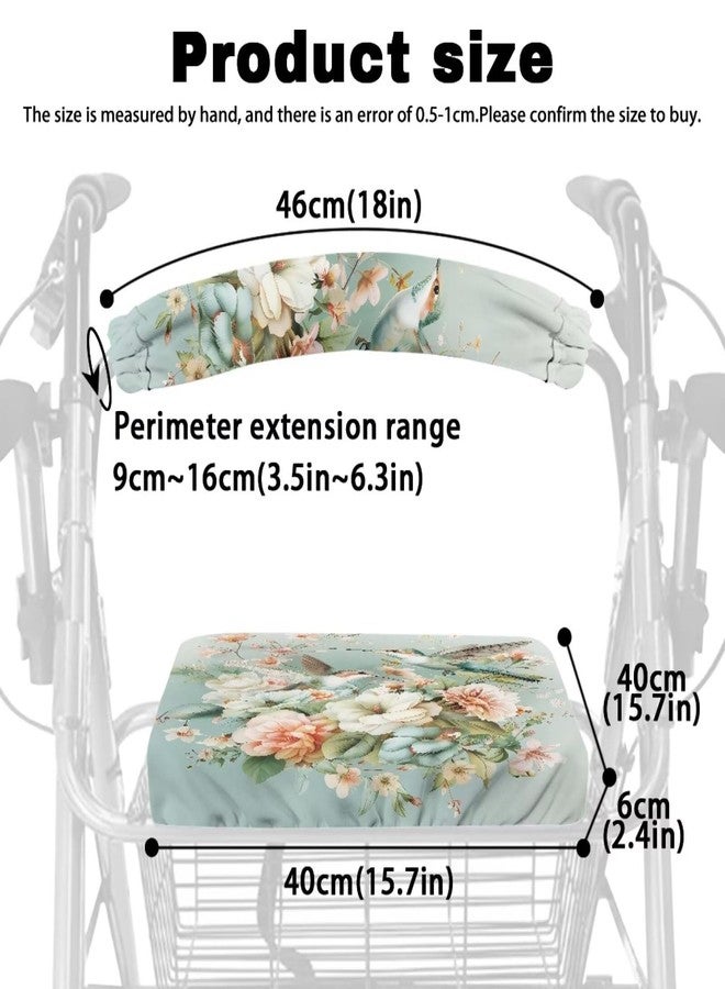 Hechitok Hummingbird Floral Walker Seat Covers for Seniors Reusable Rollator Walker Seat Cushion Cover Washable Rollator Walker Seat and Backrest Covers - Image 5