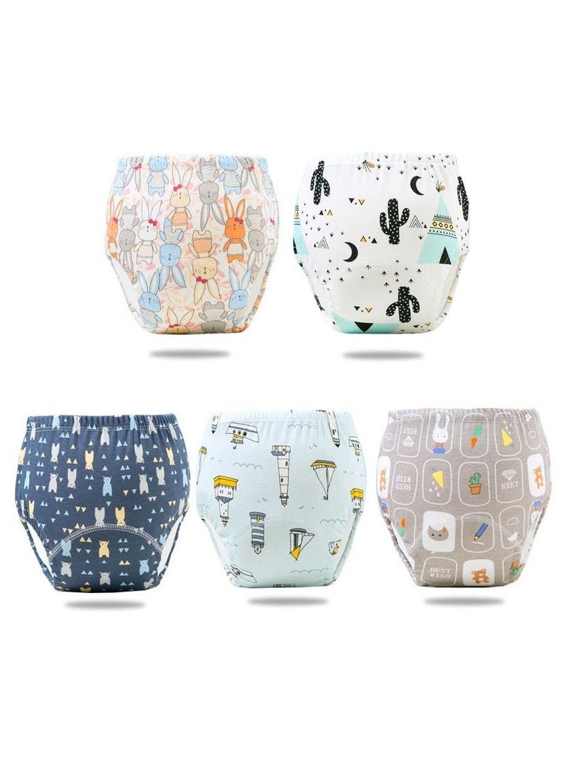 DUNISO 5Pcs 4 Layer Baby Training Pants Breathable Cotton Training Pants Training Underwear Pants Baby Brifes Size L Suitable For 8-13 Kg Baby  - Image 1