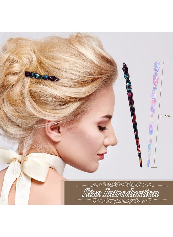 Waydress - 6 Pcs Acetate Hair Stick Tortoise Shell Hairpin Chopstick Hair Accessories Leopard Print Hair Pin Retro Hairpins Disk Hair Stick Hair Styling Pin With Flannelette Bag For Women Girl - Image 1