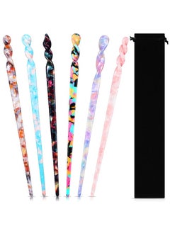6 Pcs Acetate Hair Stick Tortoise Shell Hairpin Chopstick Hair Accessories Leopard Print Hair Pin Retro Hairpins Disk Hair Stick Hair Styling Pin With Flannelette Bag For Women Girl