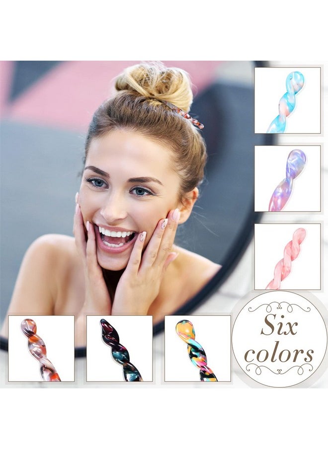 Waydress - 6 Pcs Acetate Hair Stick Tortoise Shell Hairpin Chopstick Hair Accessories Leopard Print Hair Pin Retro Hairpins Disk Hair Stick Hair Styling Pin With Flannelette Bag For Women Girl - Image 1