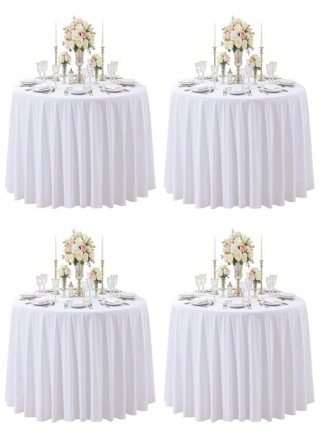 HB HBB MAGIC 90 Inch Round White Tablecloth 4 Pack - Reusable Washable Polyester White Table Cover Fits Round Table for Wedding, Baby Showers, Birthday Party, Buffet, Banquet Decorations - Image 1