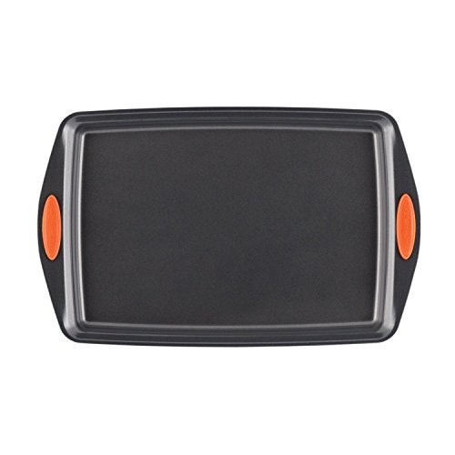 Rachael Ray Nonstick Bakeware Set with Grips, Nonstick Cookie Sheets / Baking Sheets - 3 Piece, Gray with Orange Grips - Image 4