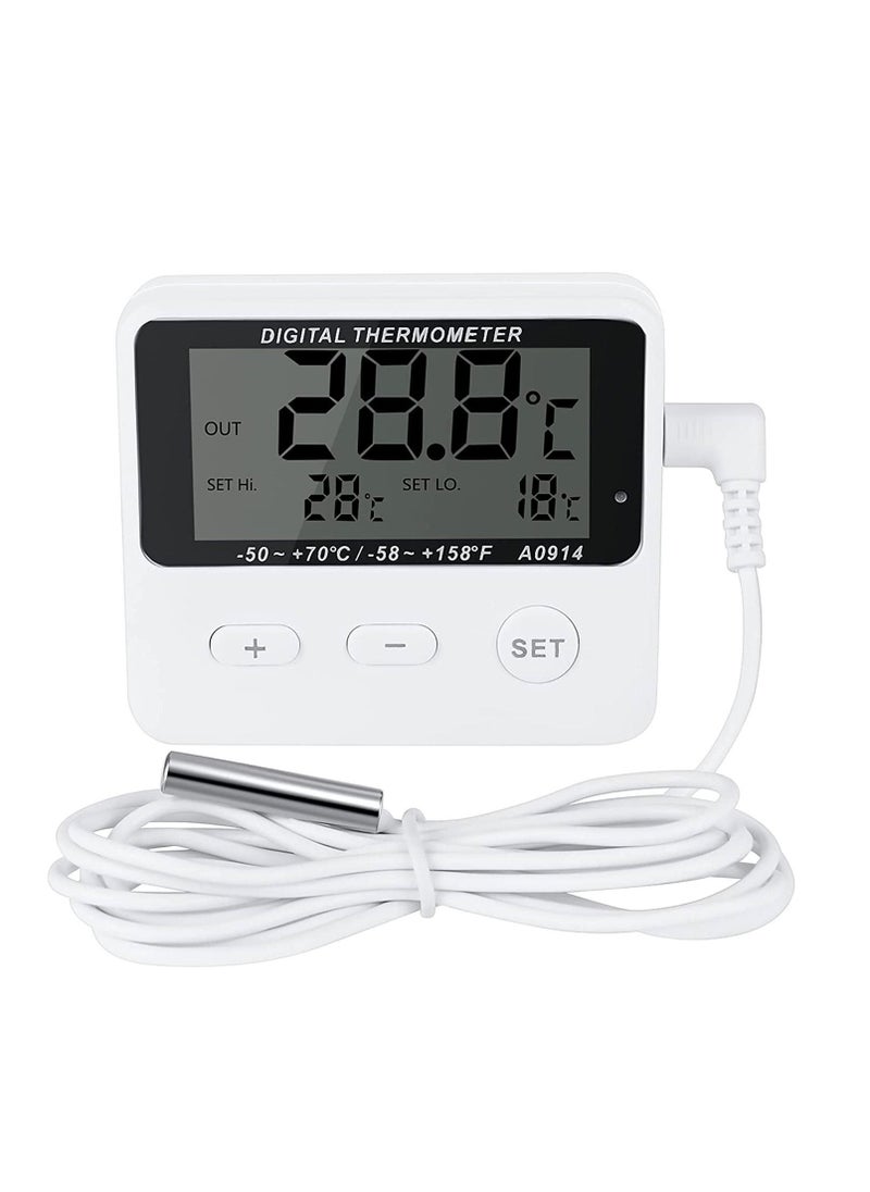 Refrigerator Thermometer  Digital Kitchen Fridge LCD Display High and Low Temperature Alarm Extra Sensor -58°F --+158°Faccuracy:±1°C for Home Restaurants Cafes - Image 1