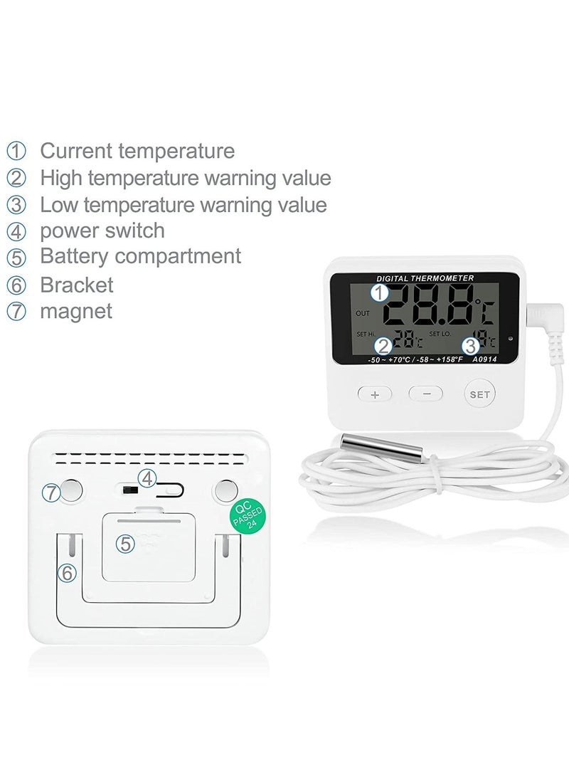 Refrigerator Thermometer  Digital Kitchen Fridge LCD Display High and Low Temperature Alarm Extra Sensor -58°F --+158°Faccuracy:±1°C for Home Restaurants Cafes - Image 3