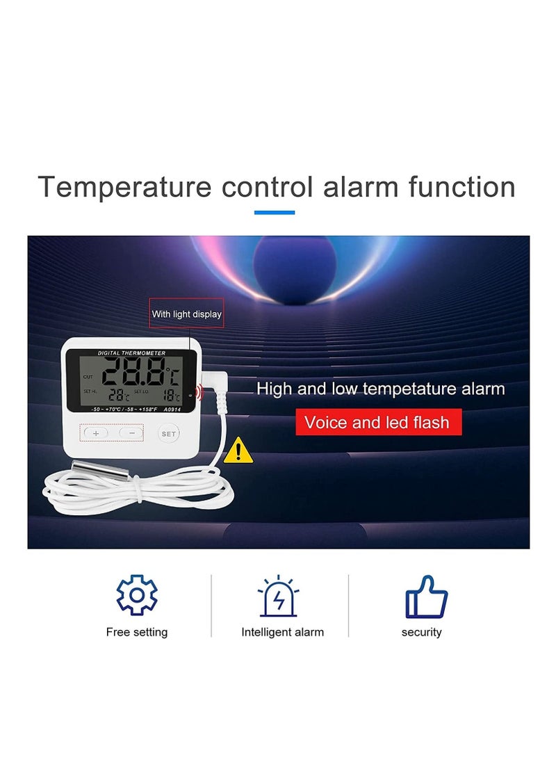 Refrigerator Thermometer  Digital Kitchen Fridge LCD Display High and Low Temperature Alarm Extra Sensor -58°F --+158°Faccuracy:±1°C for Home Restaurants Cafes - Image 2