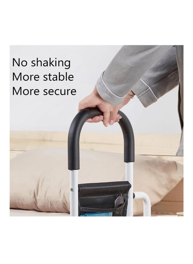 Bed Rails for Elderly Adults, 4 Height Adjustable Bed Assist Bar for Seniors, Bed Rail with Storage Bag and Fixing Strap, Portable Bed Cane Fit King, Queen, Full, Twin, Medium - Image 3