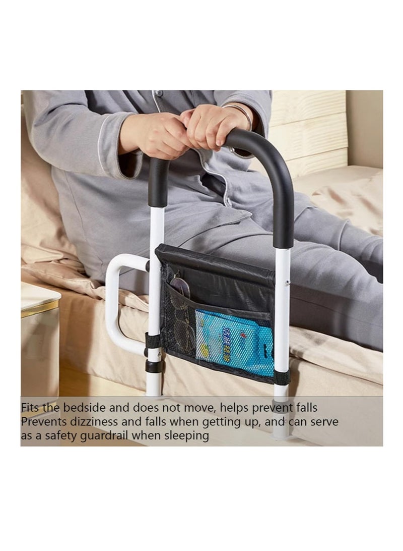 Bed Rails for Elderly Adults, 4 Height Adjustable Bed Assist Bar for Seniors, Bed Rail with Storage Bag and Fixing Strap, Portable Bed Cane Fit King, Queen, Full, Twin, Medium - Image 2