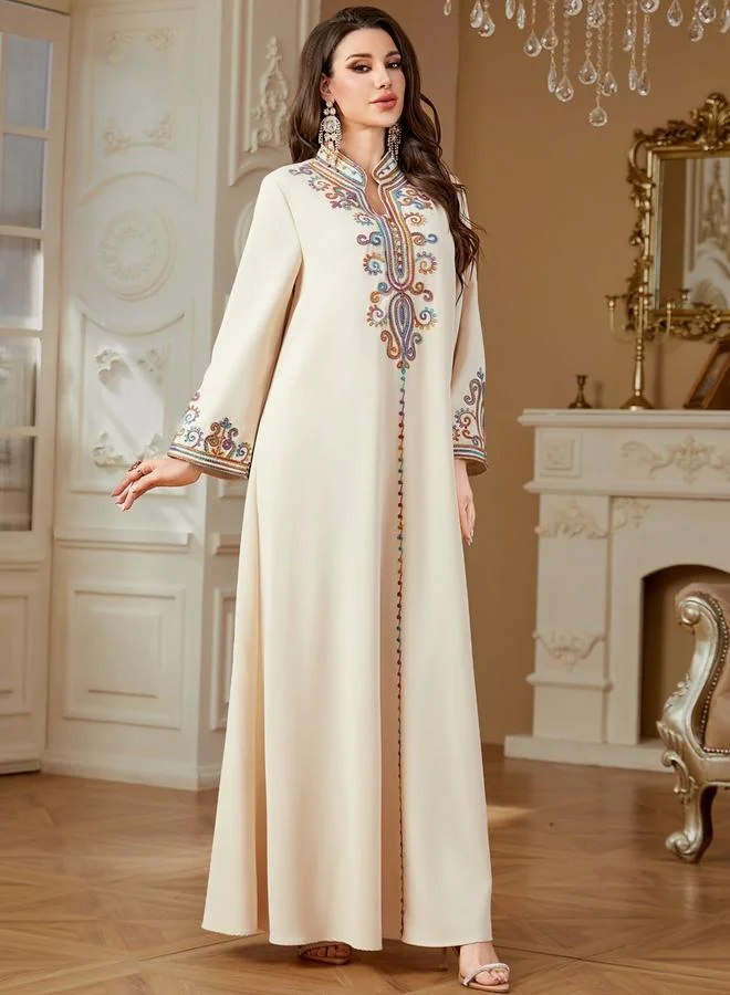 Take Two Beige Embroidered A-Line Jalabiya