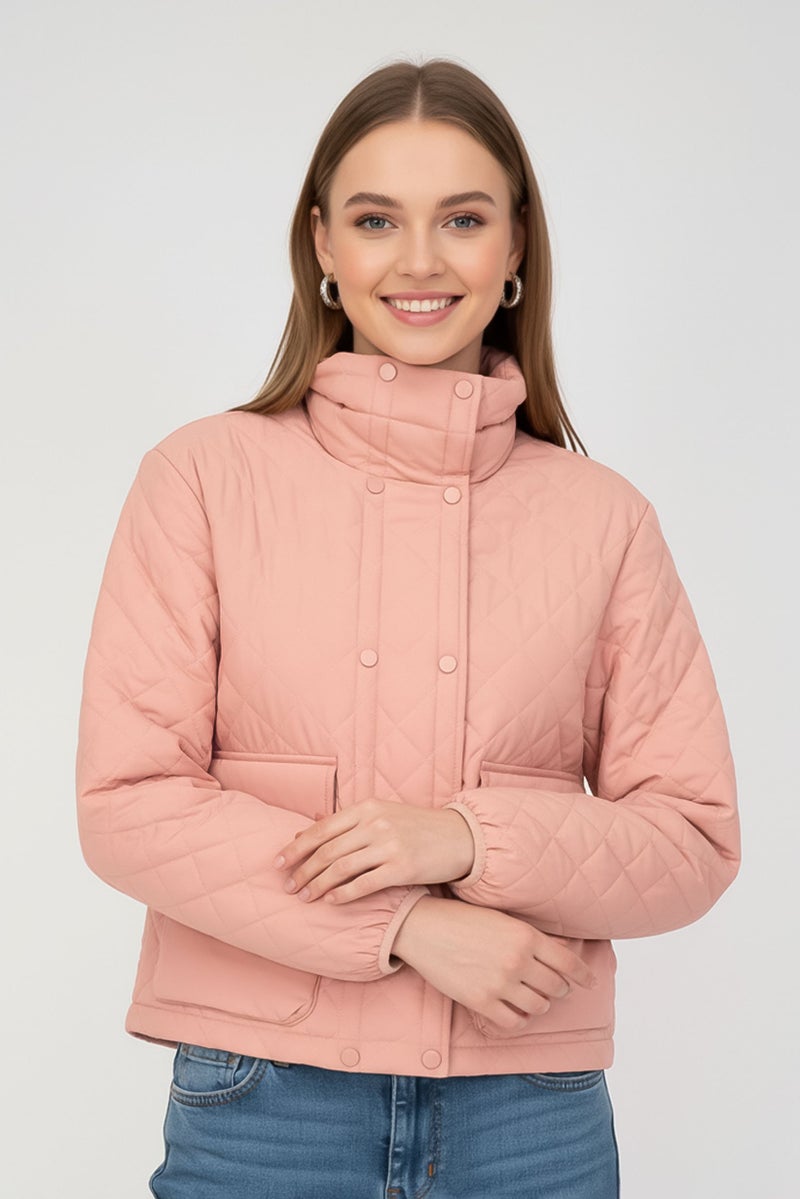 Andrew Marc Women Quilted Puffer Jacket, Coral Pink - Image 1