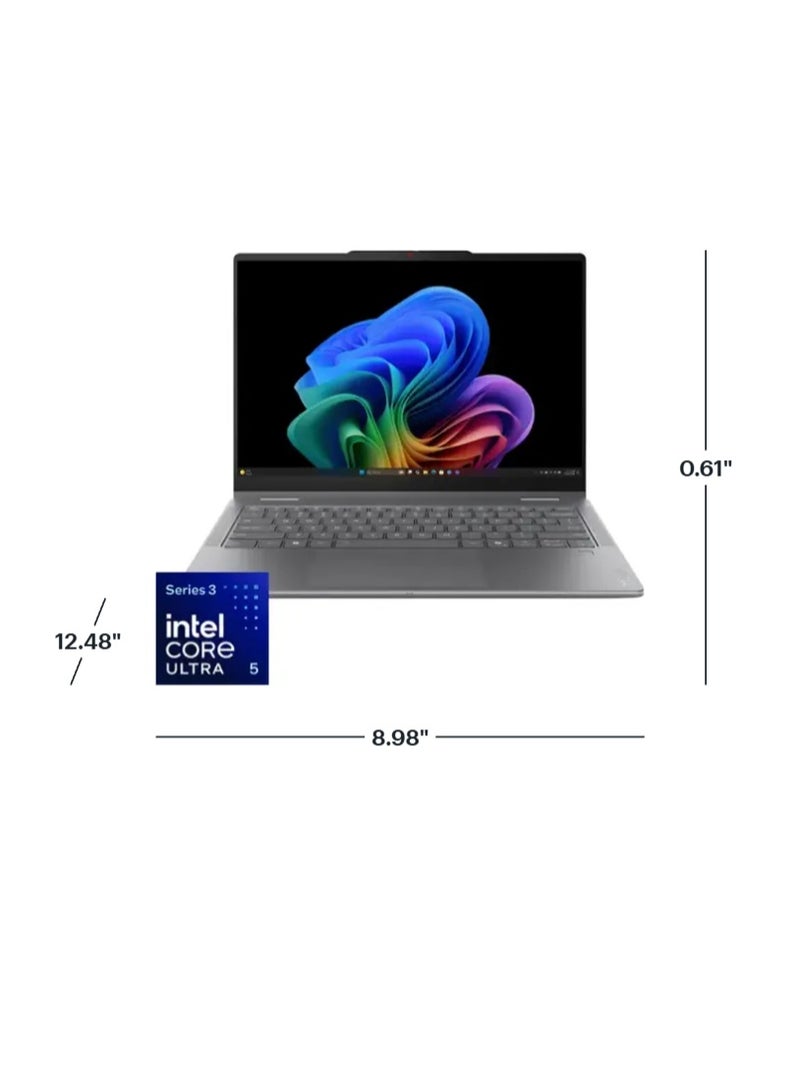 لينوفو لاب توب لينوفو يوجا 7 2 في 1 14IPH11 83TC0003US، معالج Intel Core Ultra 5، ذاكرة 16 جيجابايت، 512 جيجابايت SSD، شاشة لمس OLED 2K بحجم 14 بوصة، ويندوز 11 هوم، رمادي لونا اللغة الإنجليزية - Image 2
