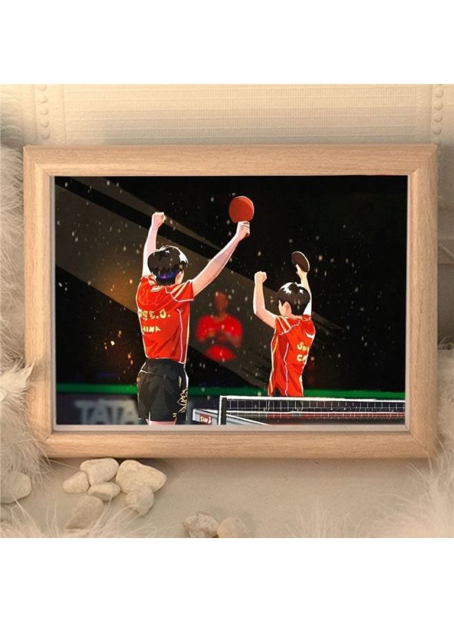 null - Sun Yingsha Wang Chuqin Photo Frame Should Aid Photo Commemorate Sha Tou Bedroom Desktop Decoration DIY Gift-Color:Sun Yingsha Wang Chuqin Style 5 Without Photo Frame, One Individually Painted Heart-Specifications:Standard - Image 1
