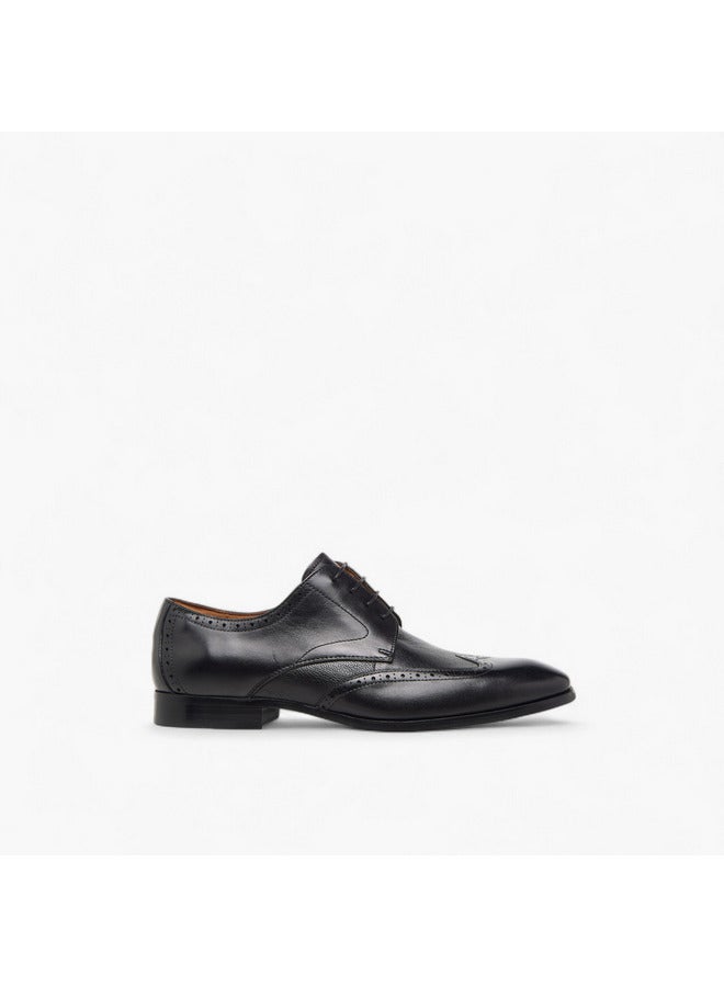 DUCHINI Men's Perforated Derby Shoes with Lace-Up Closure  - Image 3