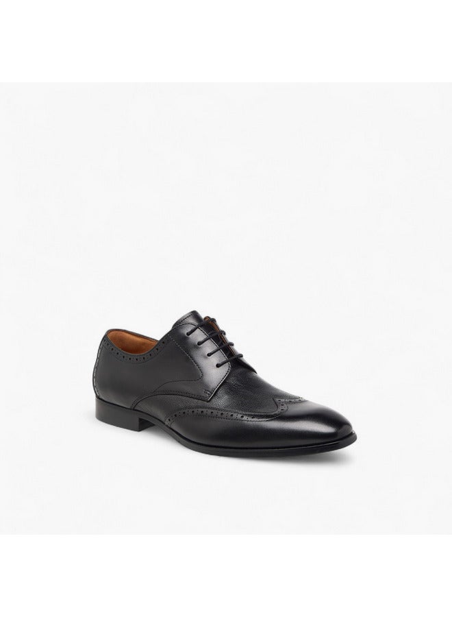 DUCHINI Men's Perforated Derby Shoes with Lace-Up Closure  - Image 2