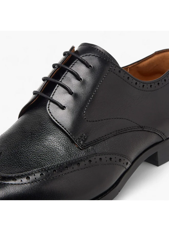 DUCHINI Men's Perforated Derby Shoes with Lace-Up Closure