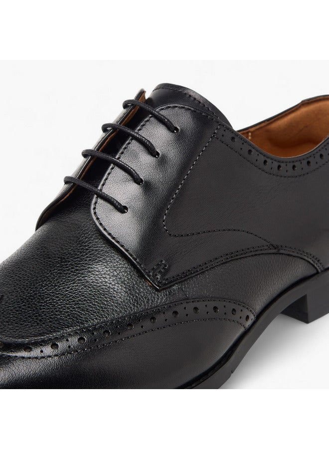 DUCHINI Men's Perforated Derby Shoes with Lace-Up Closure  - Image 4