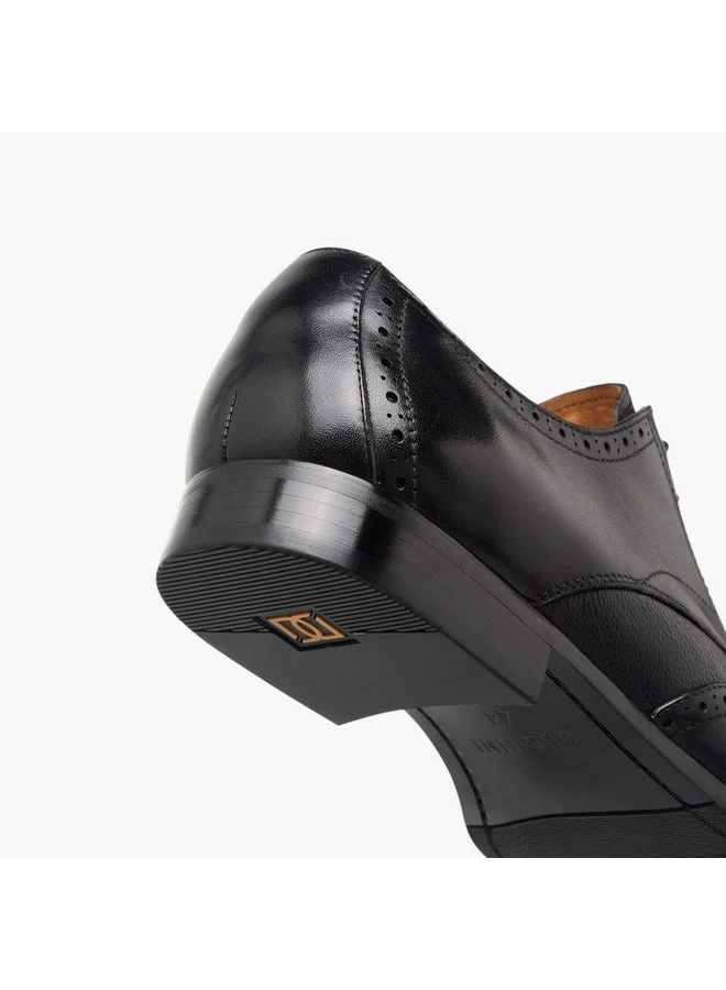 DUCHINI BLACK Men's Perforated Derby Shoes with Lace-Up Closure for Men | Best Price UAE