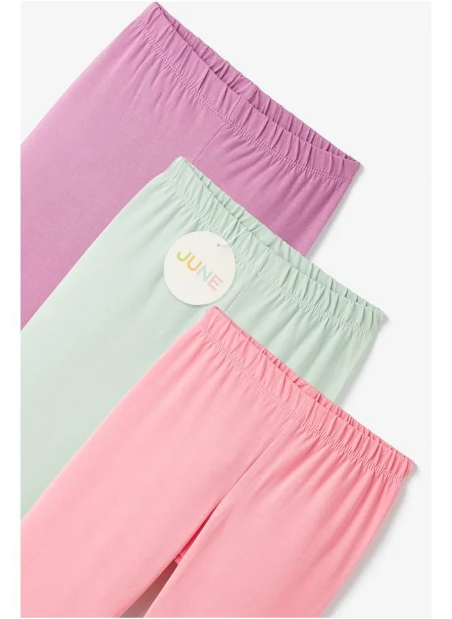 JUNE June Girls 3-Pack Tight Purple-Green -Pink