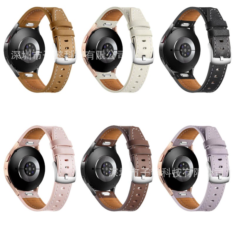 Leather Portable Compatible with Samsung Galaxy Watch Yellow Smartwatch Band for daily smartwatch wear and replacement strap Travel Use Outdoor - Image 4