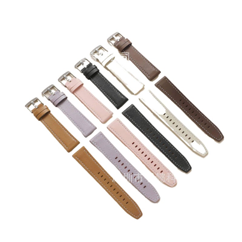 Leather Portable Compatible with Samsung Galaxy Watch Yellow Smartwatch Band for daily smartwatch wear and replacement strap Travel Use Outdoor - Image 2