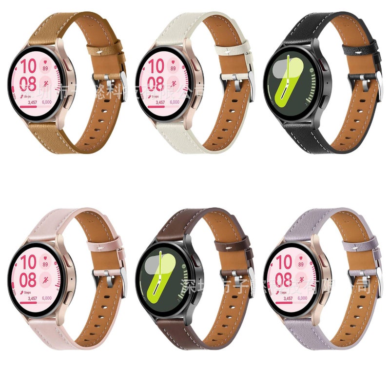 Leather Portable Compatible with Samsung Galaxy Watch Yellow Smartwatch Band for daily smartwatch wear and replacement strap Travel Use Outdoor - Image 3